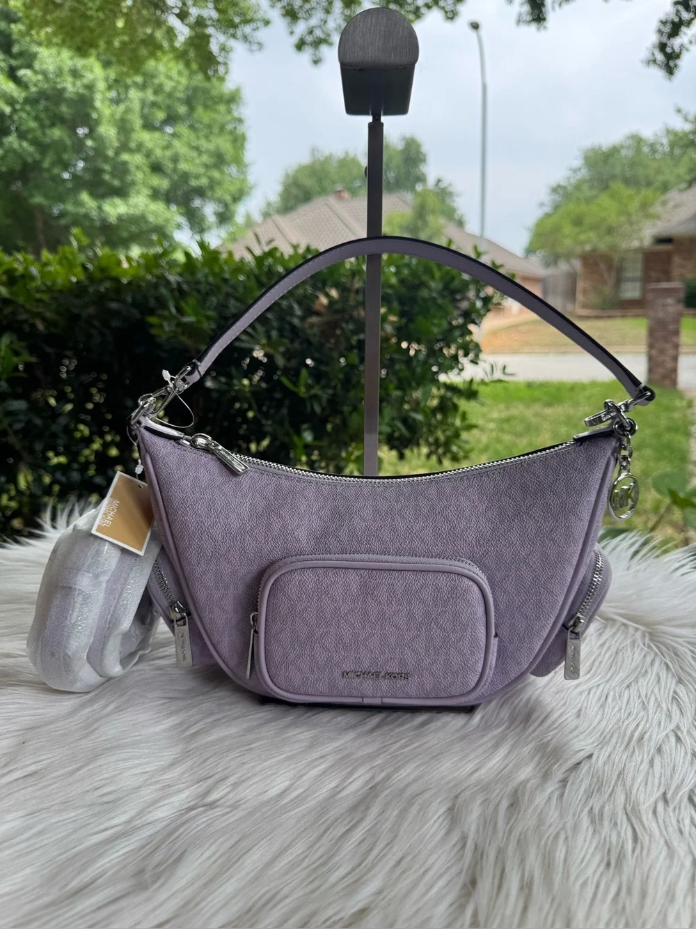 Michael Kors Lavender Saffiano Crescent Shoulder Bag